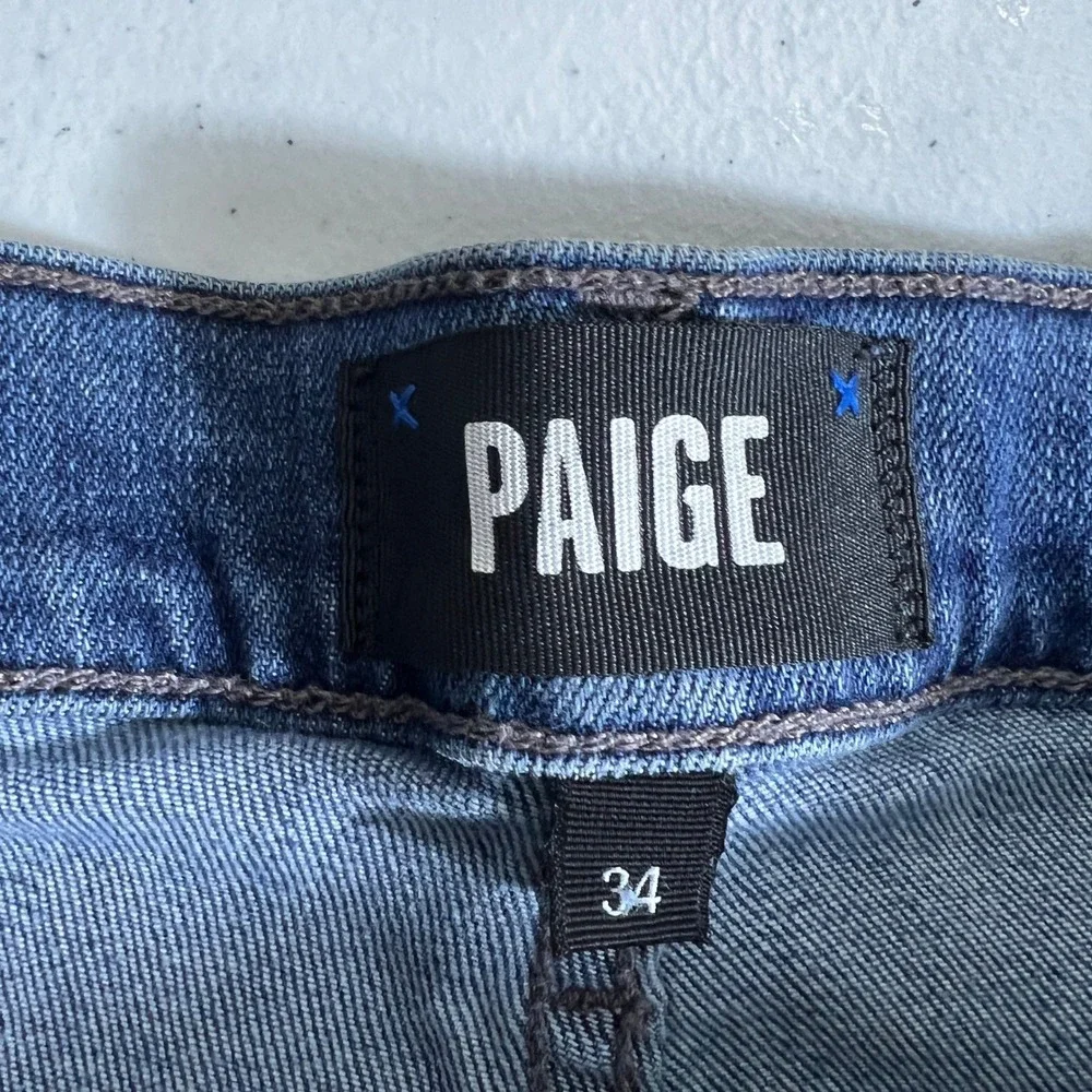 Paige Federal Slim Straight Solid Jeans Blue Stretch Premium Denim Size 34